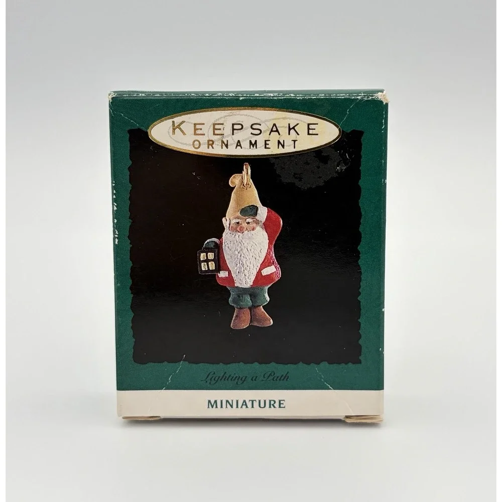 1993 Hallmark Keepsake Miniature Ornament Lighting a Path Gnome Lantern Vintage